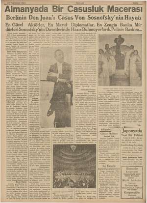    , 27 Teşrinisani 1934 — Yeni Asır - Sahife Almanyada Bir Casusluk Macerası Berlinin Don Juan'ı Casus Von Sosnofsky'nin...