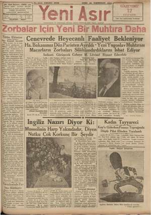 Yeni Asır Gazetesi 30 Kasım 1934 kapağı