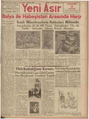 Yeni Asır Gazetesi 9 Aralık 1934 kapağı