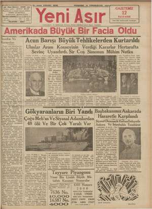 Yeni Asır Gazetesi 13 Aralık 1934 kapağı