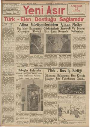 Yeni Asır Gazetesi 17 Aralık 1934 kapağı
