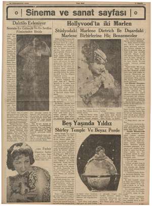    21 Kânunuevvel 1934 7 Sahife o| Sinema ve sanat sayfası | o Daktilo Evleniyor Senenin En Gülünçlü Ve En Sevilen ilmlerinden