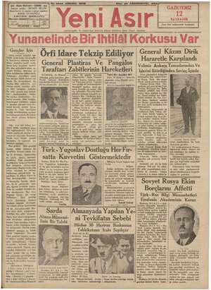 Yeni Asır Gazetesi 25 Aralık 1934 kapağı