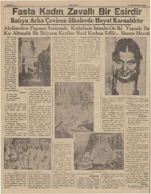  Yeni Asır 3 Kâanunusanı 1935 © “Fasta Kadın Zavallı Bir Esirdir Batıya Arka Çeviren ülkelerde Hayat Karanlıktır Abdüsselem