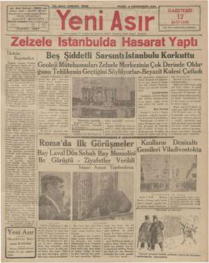 Yeni Asır Gazetesi 6 Ocak 1935 kapağı