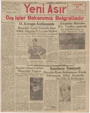 Yeni Asır Gazetesi 9 Ocak 1935 kapağı