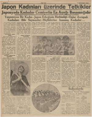  “ Yeni Asır Gi y 2 ye 9 Kânunusanı 1935 Japon Kadınları üzerinde Tetkikler aponyada Kadınlar Cemiyetin En Aşağı Basamağıdır