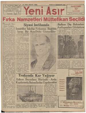 Yeni Asır Gazetesi 20 Ocak 1935 kapağı