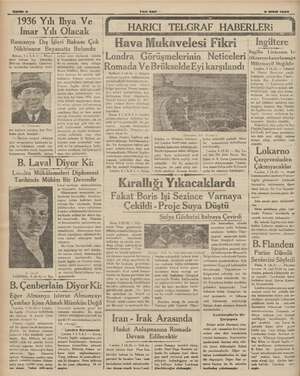    Sahite 4 1936 Yılı Ihya Ve. İmar Yılı Olacak Romanya Dış İşleri Bakanı Çok Nikbinane Beyanatta Bulundu Bükreş 5 (A.A ) —