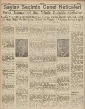     “ 2 ie > b > alanlarda A imi türlü ünde 10 şubat 1935 yn Yeni Asır Saylav Seçimin Genel Netice leri Fırka Namzetleri Her