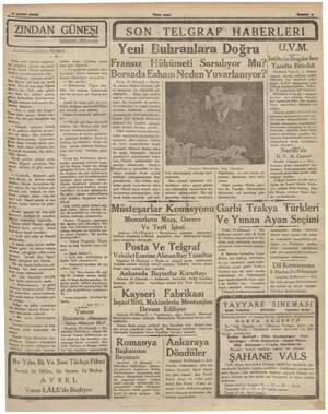    " z a Şubat 1935 : v Yeni Asır Sahite 3 Ram ” > a - anam ZINDAN GÜNEŞİ AJlusal BMomean Yeni Buhranlara Doğru (UVM. İntihabı