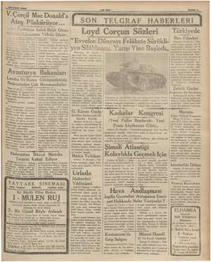     ine s ir yük kay larında lüzumsuz. Bu Masında dg, e 1935 V.Corçil Mac Donald'a teş Püskürüyor... . Partisinin Sabık Reisi