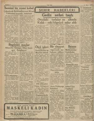    ii Sahife 2 ———. Samimi bir resmi kabul “Çekoslovak Reisicumhurunun 85 inci Yıldönümü hararetle kutlulandı Dün akşam saat