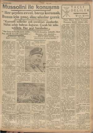  Ii İz Mart 1935 Mussolini ile konuşma BE Von Asr © Her şeyden evvel, barışı korumalı, unun için genç, dinç uluslar gerek...