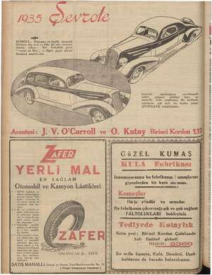   1935 EVROLE.., Dünyanm en büyük otomobil abrikası size ucuz ve e lüks iki seri otomobil takdim ediyor : Biri. fevkalâde...