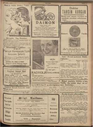    27 Eylal 1935 Daina Sabit iie” Tabil : S > e 2 Juvantin Saç Boyaları mi DİZ KANZUK erianesi bborsinarlariüda hellim Ju-...