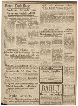    ç  W Teşrinleve! 1935 Son Dakika: Zorlama tetbirlerinin Esasları tesbit edildi Italya ile finansal ve ekonomsal...