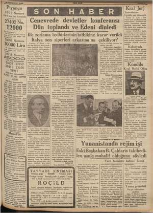    mi2 Teşrinievel 1938 ” Piyango ia 009 Numara 00 bin lira kazandı — Baştarafı 1 net sayfada — 21402 No. 12000 a kazanmı...