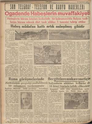     15 Teşrinisani 1939 , TELGRAF - TELEFON VE KADYI DARERLİNİ vi erten N sonra (o kaçırdıklarını etmektedirler. Ogaden'de 3