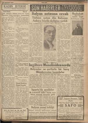    28 Teşrinisan! 1935 KADIN İSTERSE | Yazan; Fiebia Bilgin TELGRAF —— > TELEFON -— RADYO SU Edebi Roman Garib tabiatını...