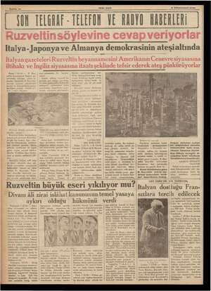  Sahlte 10 © YENLASIR © Kânunusani 1936 YON TELGRAF ELEFOR VE RADYO HABERLERİ | Italya- Japonya ve Almanya demokrasinin...
