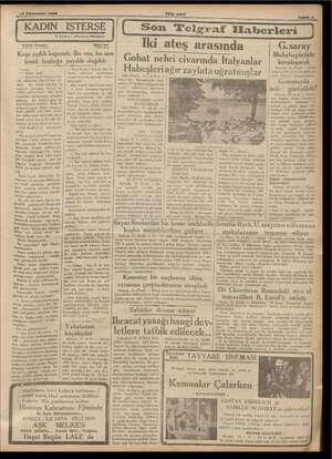    YENI ASIR Sahife 3 / Son Telgraf Haberleri | | 1 Kâhnuüsanı 1938 na KADIN İSTERSE Yazan; Fitebia Bilgin « Jİ Edebi Roman
