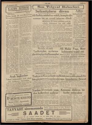    31 Kânnusani 1936 e m a KADIN ISTERSE LR aş , Rebia B işin AZ a a? ge Mam ERER Edebi, Roman, ld kü Gi evetki yededilen in?”