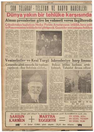    i YENİ ASIR " Şubat 1936 YOL TELGRAF - TELEFON E KAYU HABERLERİ e Alman çevenlerine göre bu vahmeti veren İngilterediı 10