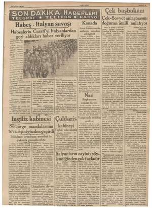    13 Şubat 1936 SON DAKIKA İİ TELGRAF © TEL EFON © Habeş - Italyan savaşı Habeşlerin Curati'yi Italyanlardan in Ki hanların