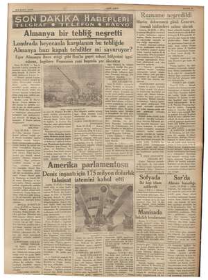    23 Şubat 1936 GTO TELGRAF © TELEFON 6 RADYO Almanya bir tebliğ neşretti YENi ASIR Londrada heyecanla karşılanan bu tebliğde