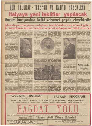    Sahite 10 YEN! ASIR a Mart 1936 UN TELORAF - TELEFON E RADYO HABERLERİ Durum karışmakta hattâ vehamet peyda etmektedir...