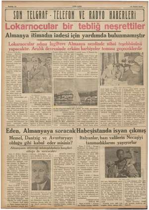  Sahte 10 YENİ ASIR ız nisan 1936 DON TELGRAF - TELEFON VE RADYO HABERLERİ Almanya itimadın iadesi için yardımda bulunmamıştır