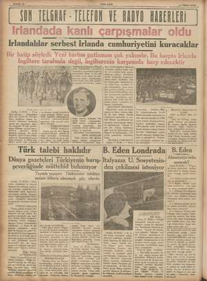    Sahife 10. , YENIASIR . Ki Lİ 1936 Irlanda ordusu ve B. dö Va 13 (Ö.R) — “Pre: bişe :| Dublin, e ssociah taşlar atılmıştır.