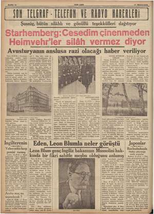  Sahile 10 YENI ASIR 17 Mayısıs36 YOL TELGRAF - TELEFON VE RADYO MARERLERİ | Şusnig, bütün silâhlı ve gönüllü teşekkülleri...