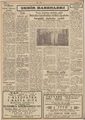    : a Y Sönle > 19 Mayıs Türkün yükselme günüdür —Baş tarajı 1 nci sayfada — nun temiz e öksüz kalmiş topraklarına ayak...