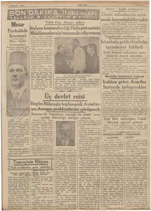   Na | -s Haziran 1936 Sr ği Nem. Sahlie Su Sovyet - İngiliz. görüşler Mısır Fevkalâde Vehib Paşa Atinaya gidiyor Italyan...