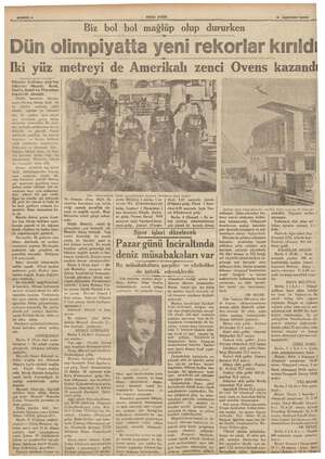  ganne « YENI ASIR Biz bol bol mağlüp olup dururken 5 Agustos 1936 Dün olimpiyatta yeni rekorlar kırıldı Iki yüz metreyi de