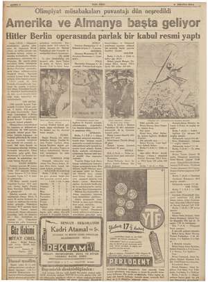  gahlle & YENİ ASIR s8 Ağustos 1930 Olimpiyat müsabakaları puvantajı dün neşredildi Amerika ve Almanya başta geliyor pre...