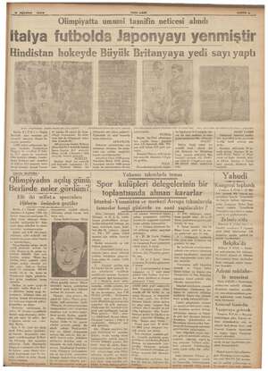    . S5 Ağustos 1936 YENI ASIR Olimpiyatta umumi tasnifin neticesi alındı İtalya futbolda Japonyayı yenmiştir PE iklişizs...