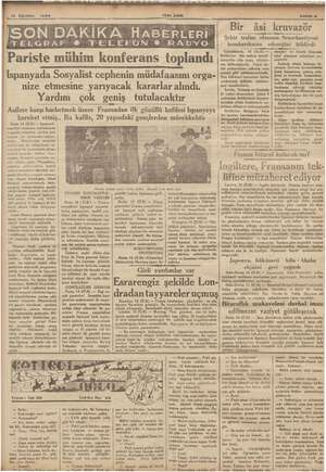     , 1S Ağustos 1936 YENİ ASIR SON DAKİKA HABERLERİ TELGRAF 6 TELEFON © RADYO Pariste mühim konferans toplandı | İspanyada