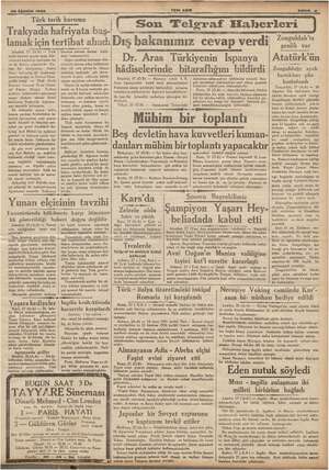    peer Eye 28 Ağustos 1936 | Türk tarih kurumu Trakyada hafriyata baş- lamak için tertibat alındı same iii lele e hafri-...