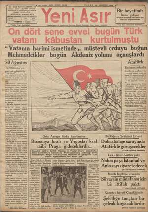    mi aa - Gazi Bulvarı - IZMIR -aa a4 No. 5324 KIRK IKINGI SENE 1 —— PAZAR 30 AGUSTOS 1926 Cumhuriyetin Ve Cumhuriyet...