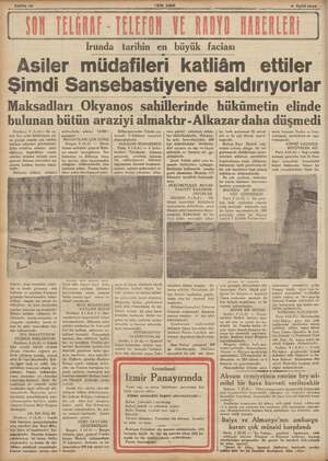  Sahife 10 YENİ ASIR 6 Eylül 1936 Irunda tarihin en büyük faciası Asiler müdafileri katliâm ettiler Simdi Sansebastiyene...