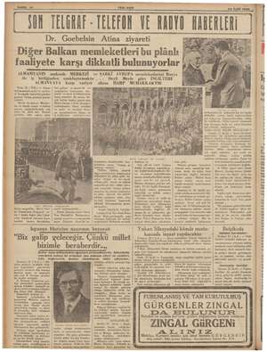    Sahite 10 YENI ASIR 4 23 Eylül 1936 ; YON TELGRAF - TELEFON VE RADYO HABERLERİ li Goebelsin Atina ziyareti Diğer Balkan...