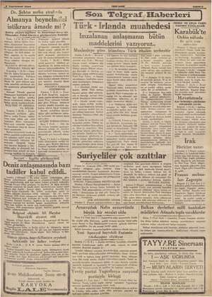    2 Teşrmlever 1933 Dr. Şahtın nutku etrafında | Almanya beynelmilel istikrara âmade mi? — rm a Şahtın sözleri ingiltere beyi