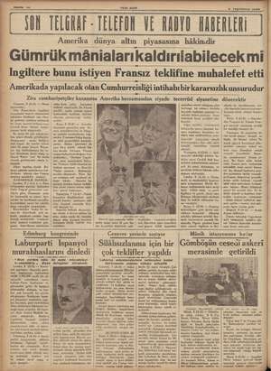    ? Sanne 10 YENI ASIR 3 Teşrinievel 1936 DON TELGRAF - TELEFON VE RADYO HABERLERİ Gümrük mânialarıkaldırılabilecek mi...