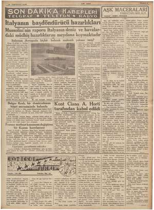       3 Teşrinevel 1936 SON DAKİKA TELGRAF © TELEFON 9 RADYO. İtalyanın başdöndürücü hazırlıkları HABERLERİ “ZEN! ASIR >...