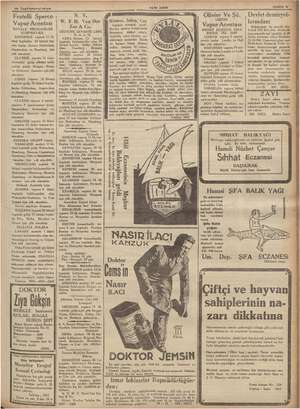     18 Teşrinlevel 1936 Fratelli Sperco Vapur Acentası ROYALE NEERLANDAJS KUMPANYASI SATURNUS vapuru İl bi- rinci teşrinden