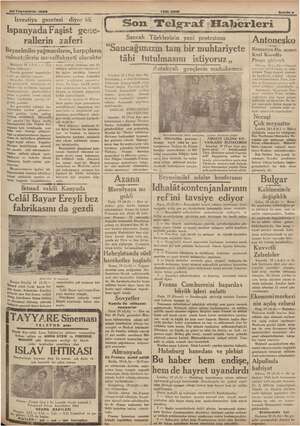    20 Teşrınleveı 1936 İzvestiya gazetesi diyor ki: İspanyada Faşist gene- rallerin zaferi Beynelmilei yağmacıların,...