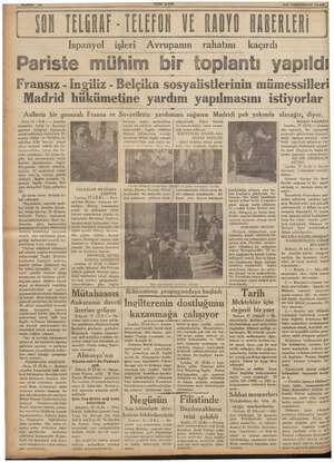  e YENT ASIR zu Teşrinievel 1935 | YOL TELGRAF - TELEFON VE ANDY GABERLERİ Ispanyol işleri Avrupanın rahatını kaçırdı Pariste